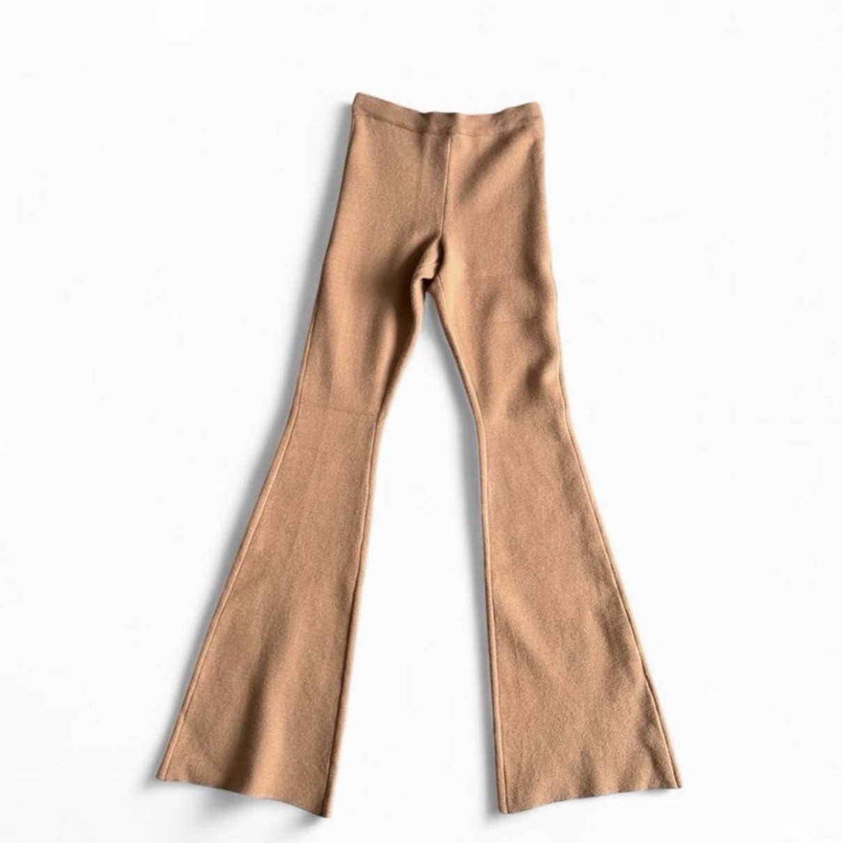 Princess Polly Beige Solid Knit Flare Leggings Pull-On Women’s Size S/M