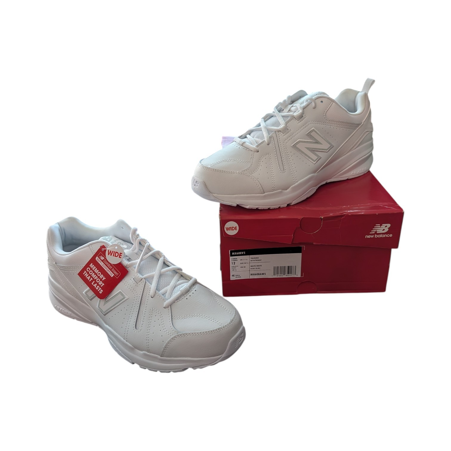 New Balance Men’s 608v5 Sneakers White Dad Shoes Y2K NEW Size 12 4E Extra Wide