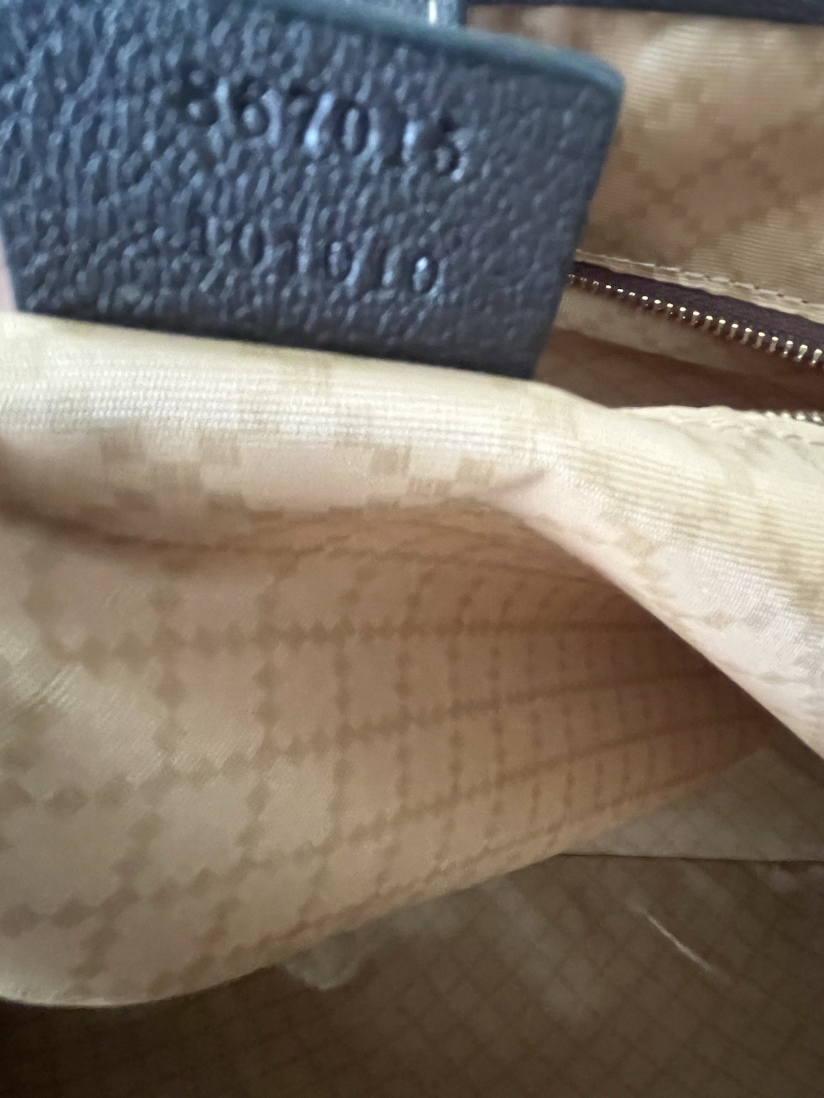 Gucci GG Supreme Monogram Tote Large Beige Brown Turn Lock Gold Detachable Strap