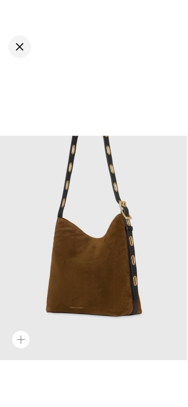 Rebecca Minkoff Crosby Bucket Suede Shoulder Bag Brown/Black Gold Hardware