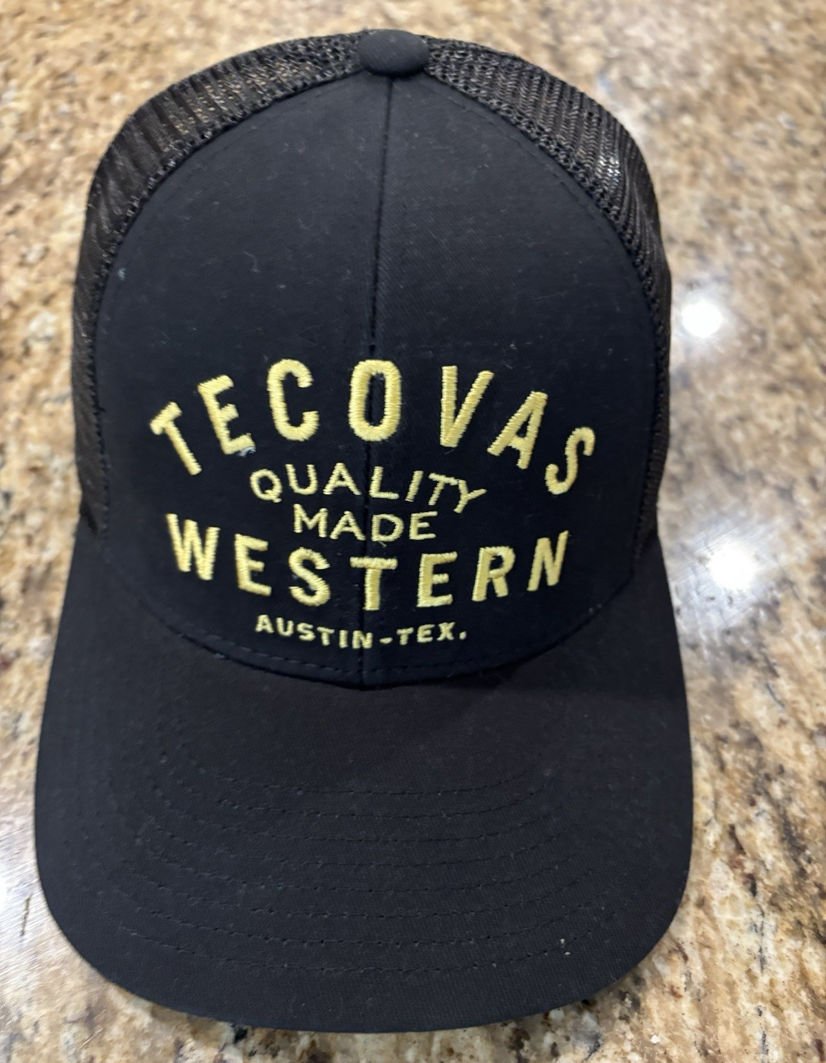 Tecovas Western Black Trucker Hat, Mesh Back Adjustable, One Size