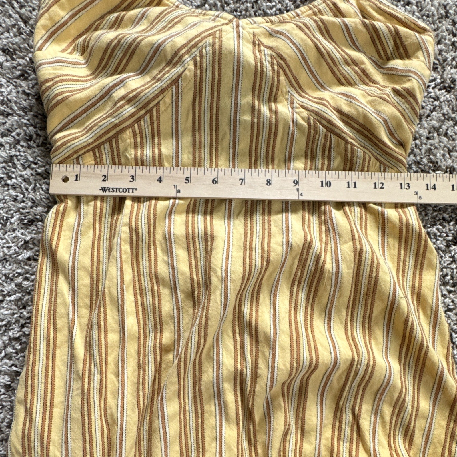 Amuse Society Yellow Striped Tie Back V-Neck Spaghetti Strap Midi Sundress Med