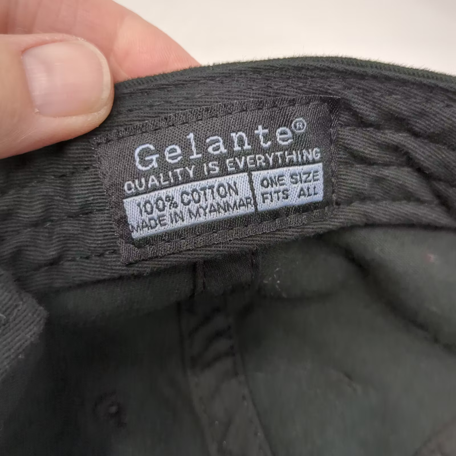 Gelante Baseball Cap Black OS Adjustable Slideback 100% Cotton Plain Blank Hat
