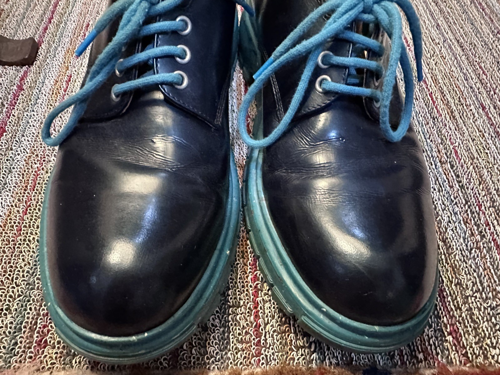 Fluevog EXCELLENT Official Tuesday Classic everyday blue/turquoise derby -12