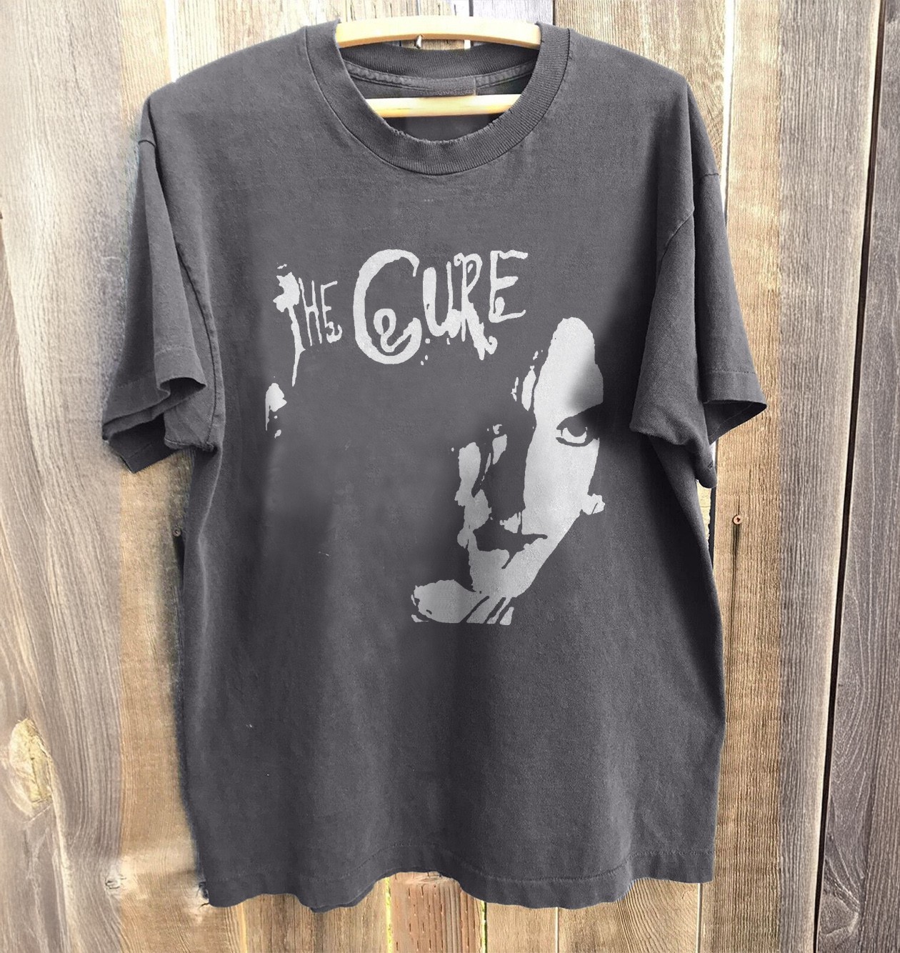 NEW! The Cure Robert Smith Logo Unisex Charcoal Cotton T-shirt