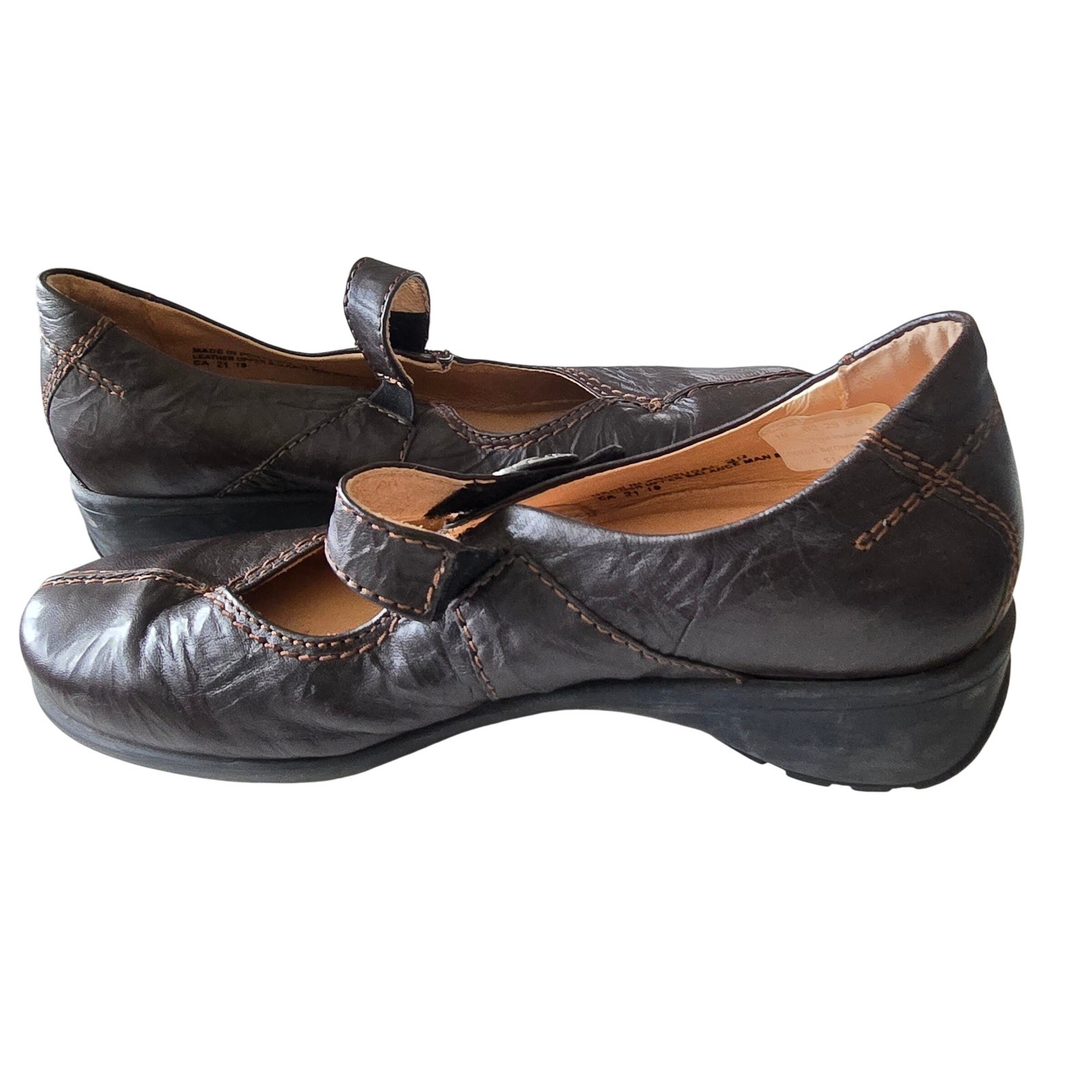 Sanita Leather Mary Jane Womens 8 EU 39 Dark Brown Comfort Shoes