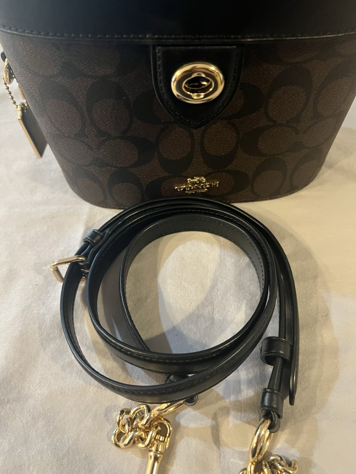 Coach Kay Turn Lock Crossbody Bag in Brown-Black from the Signature Collection