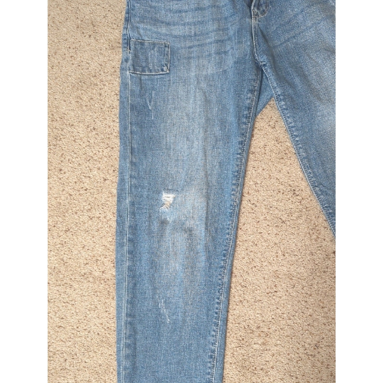 The Limited Light Wash Patchwork Straight Leg Jeans Distressed Denim