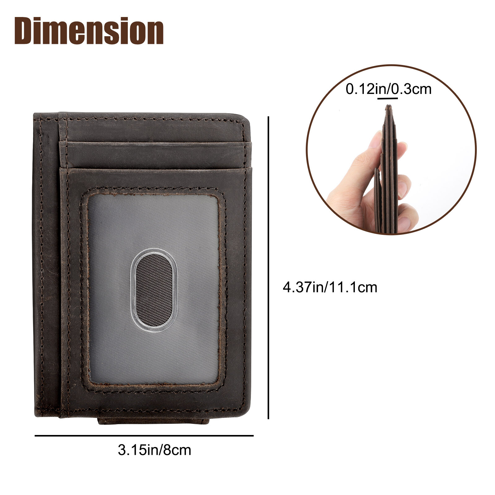 Men Leather Slim Clip Magnetic Front Pocket Wallet Money ID Credit Card Holder