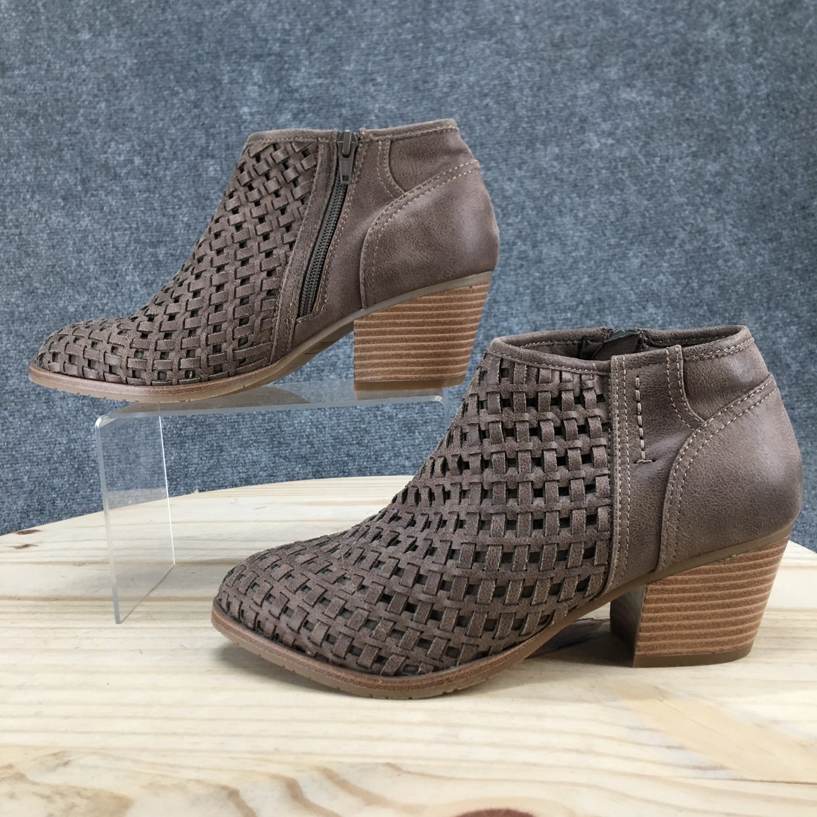 Sonoma Boots Womens 10 M Anatolian Woven Side Zip Heeled Ankle Bootie Brown