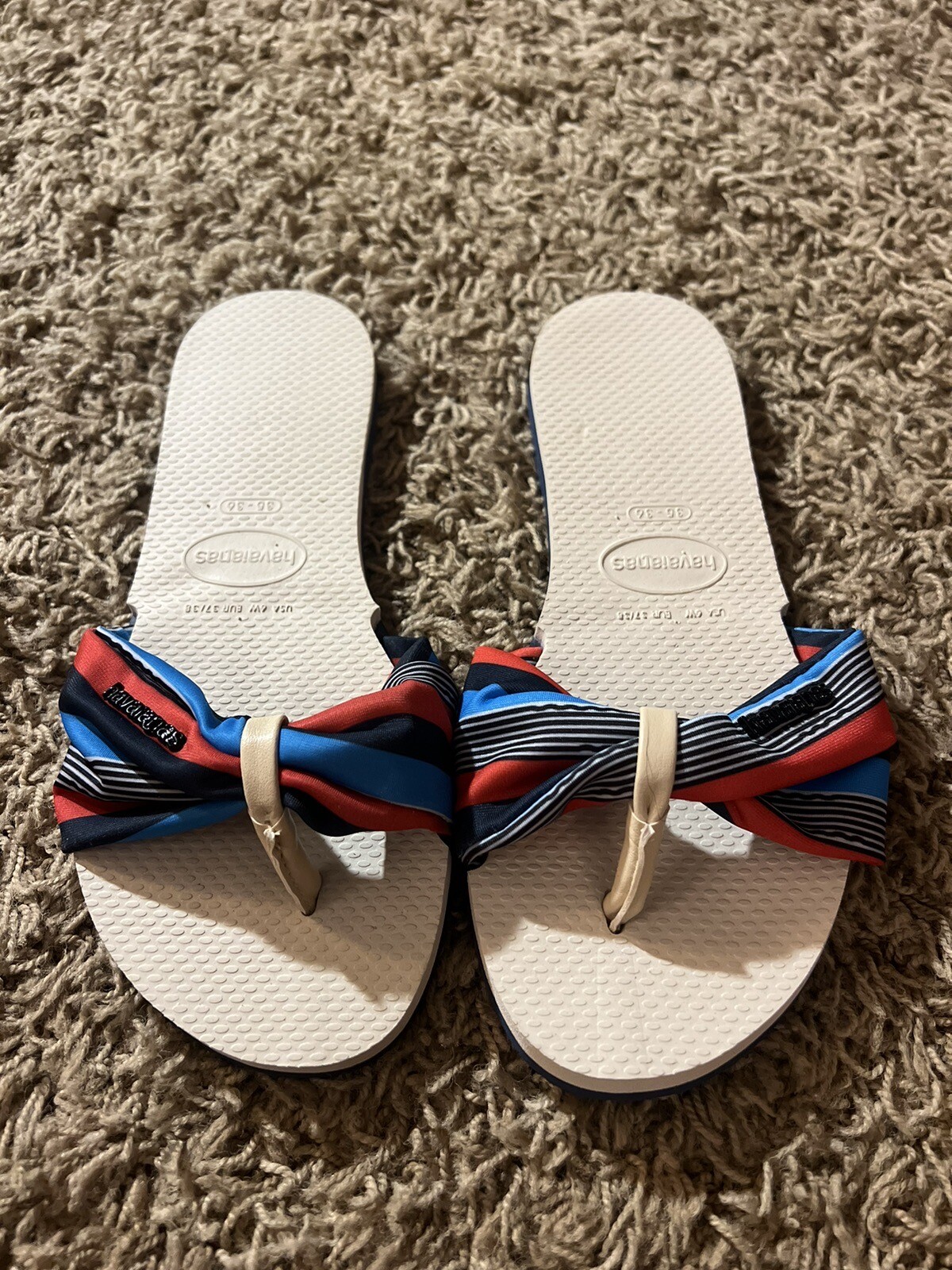 HAVAIANAS You St. Tropez Thong Sandal Women’s Size 6W EU 37/36 Orange Blue Black