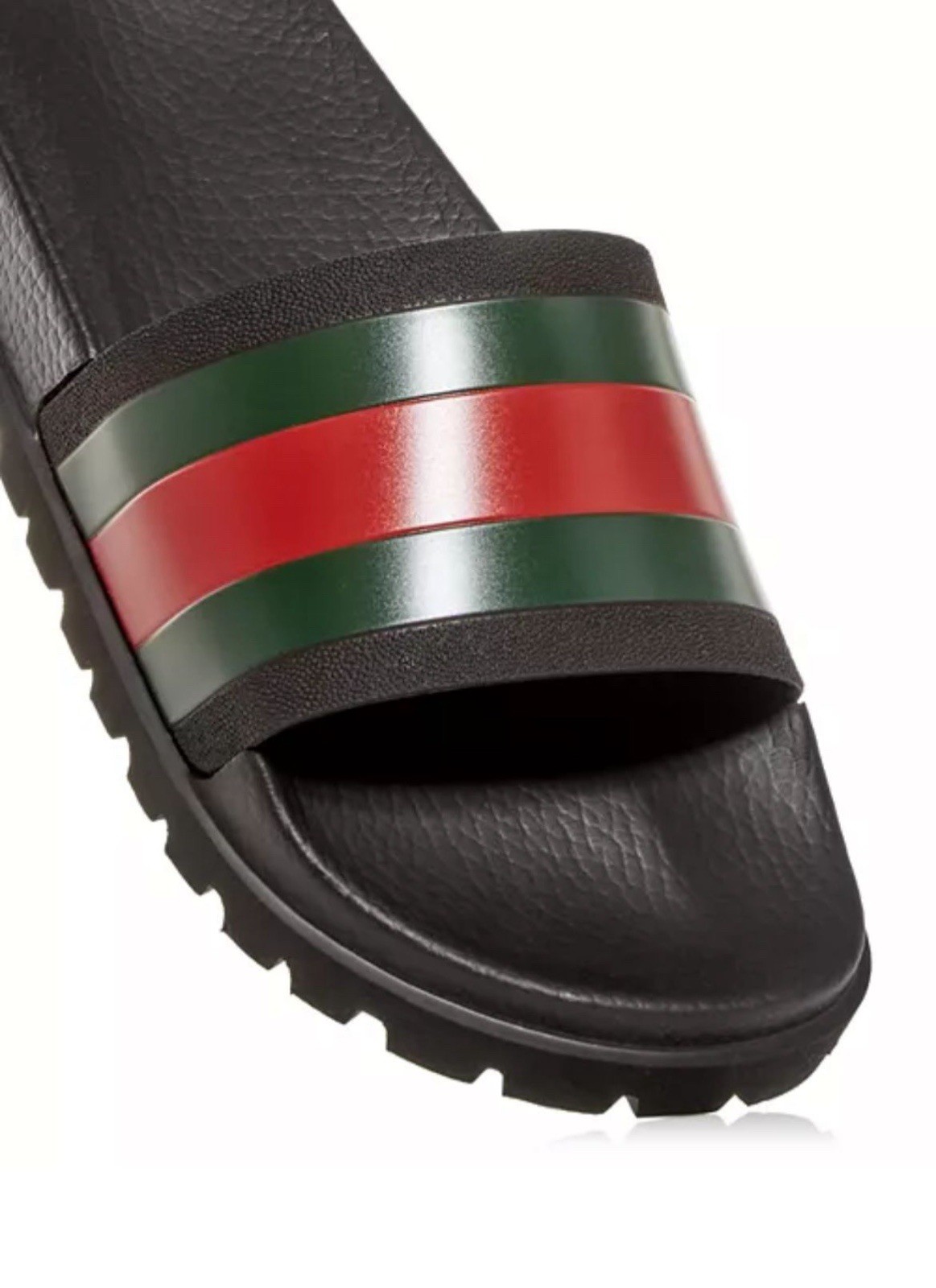 Gucci Web Men’s Rubber Slide Sandal – Black Rubber, US 11