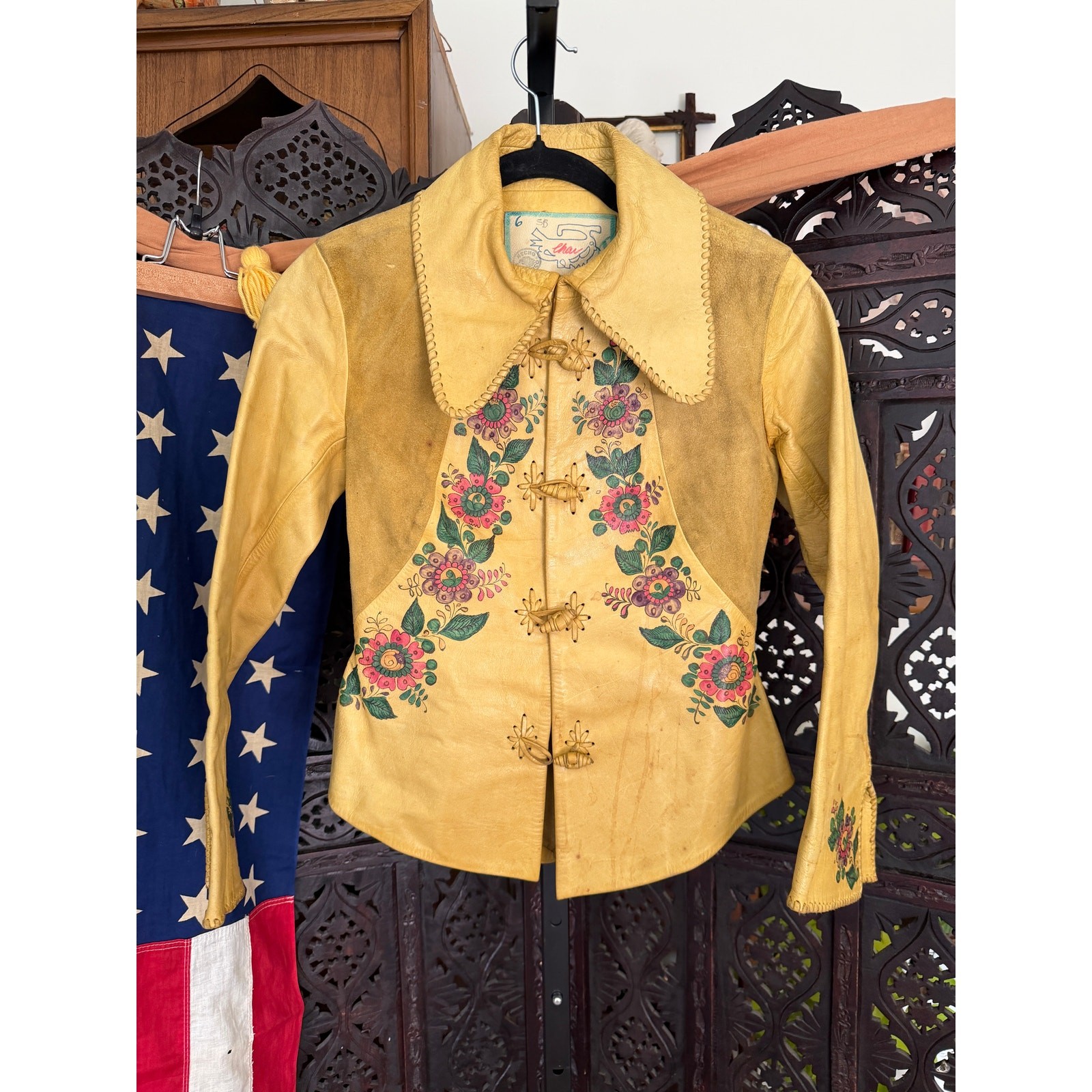Vintage 60s 70s Char hand painted whipstitch jacket