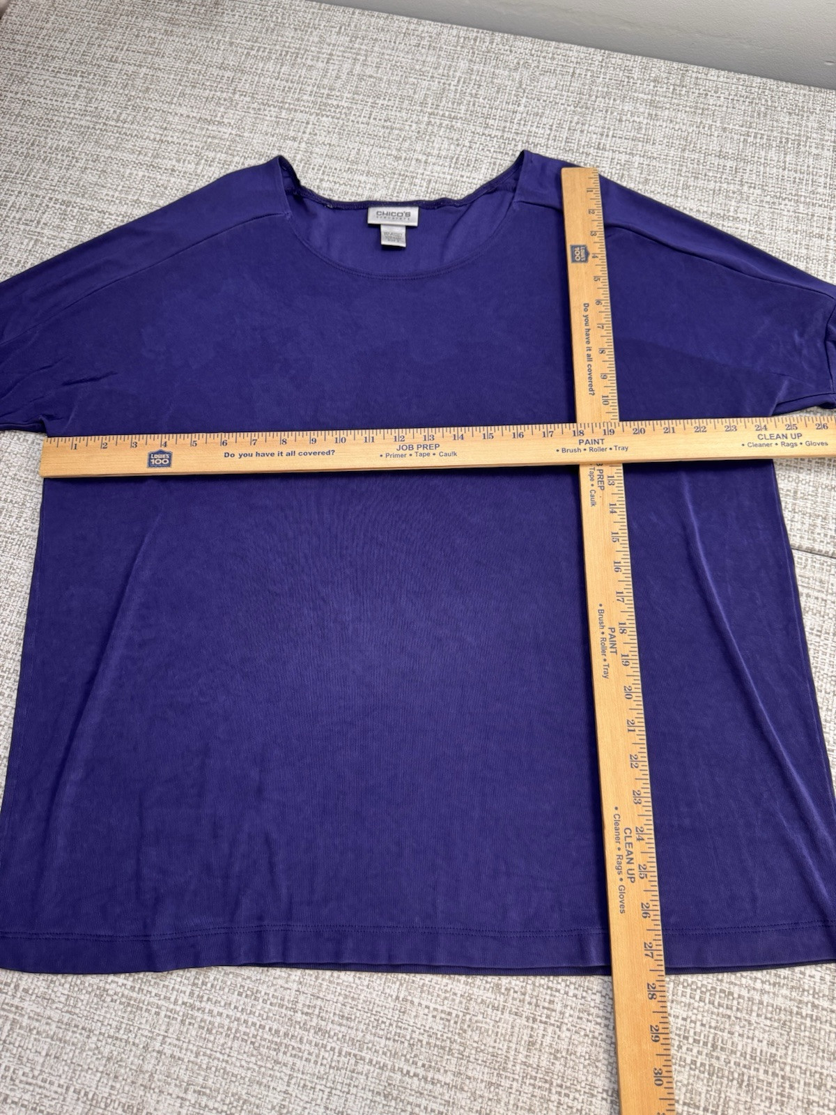 Chico’s Travelers Slinky Knit Top Purple Scoop Neck Travel Size 3 US XL/16 USA