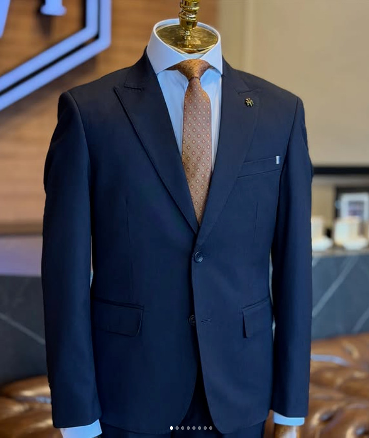 Business Offical Men Suits Tailored Workwear Reguar Fit Navy Blue Jacket Tuxedo