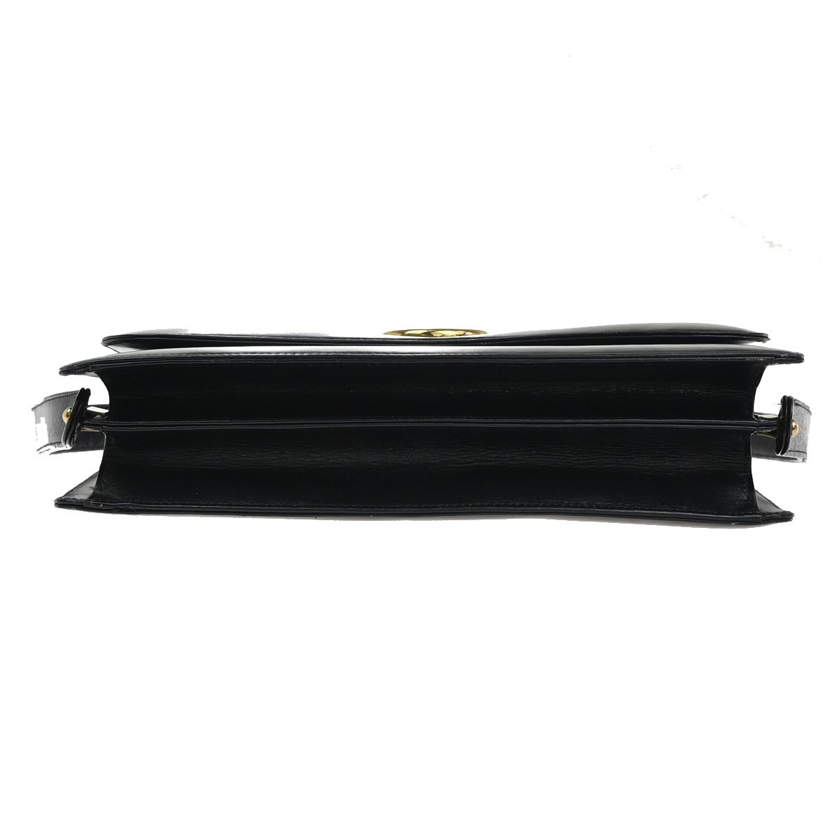 CELINE PARIS Logo Horse Carriage Shoulder Bag Leather Black Gold Italy 38KP606