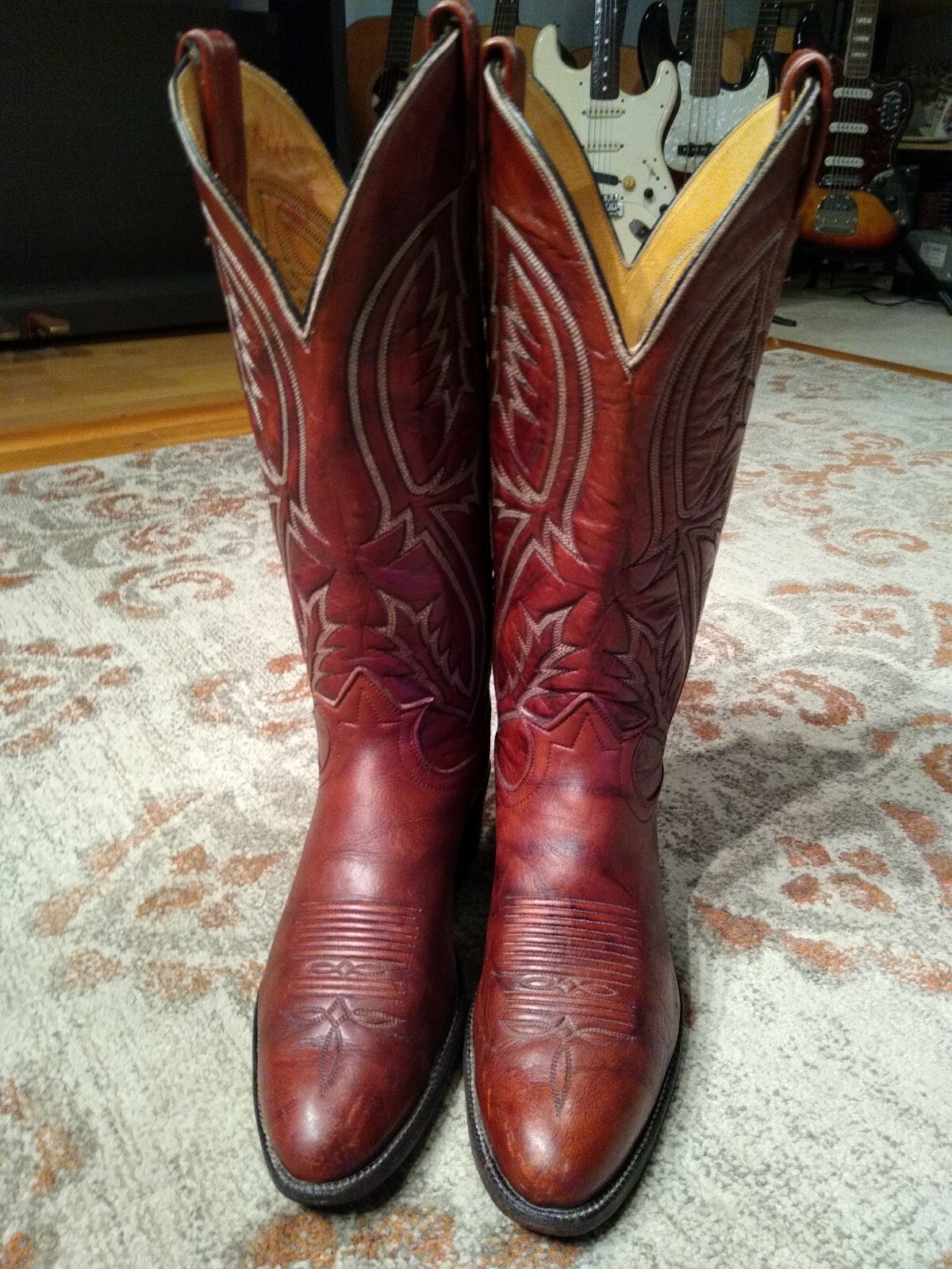 TONY LAMA BROWN MARBLED LEATHER ROUND TOE COWBOY WORK BOOTS #C8223 MEN’S 8E
