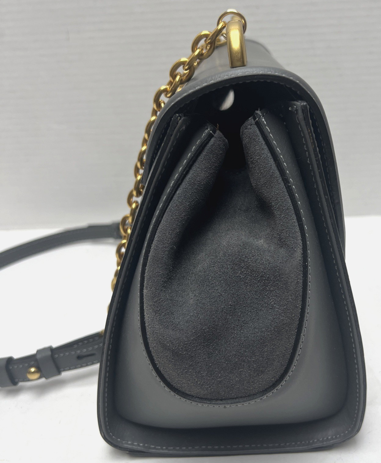WOMEN MIRIADE ASTER GRIGIO GRAY LEATHER SHOULDER BAG – MADE IN ITALY