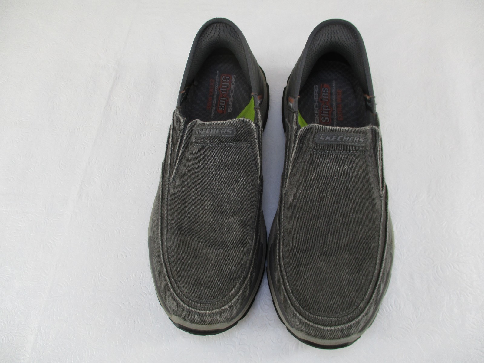 Skechers Slip-ins Men’s 12 Gray Canvas Shoes Respected Holmgren Extra Wide