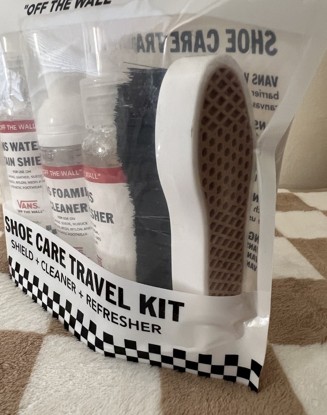VANS Shoe Care Kit – 2 Fl. Oz. Foaming Cleaner, Stain Shield, Refresher w/Brush