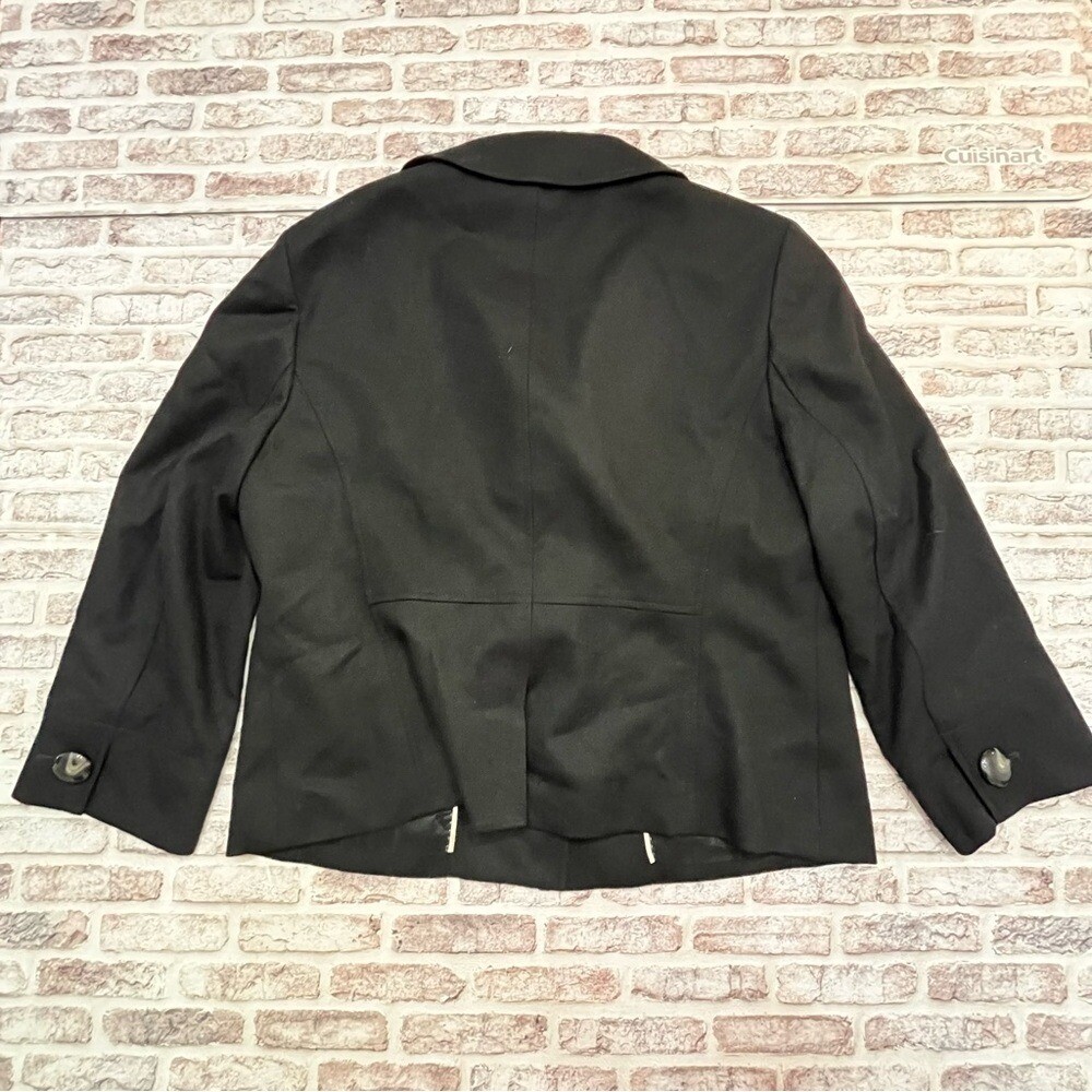 Talbots Blazer Vintage Stretch Fabric Made in Italy Black Wool Blend Women’s 12