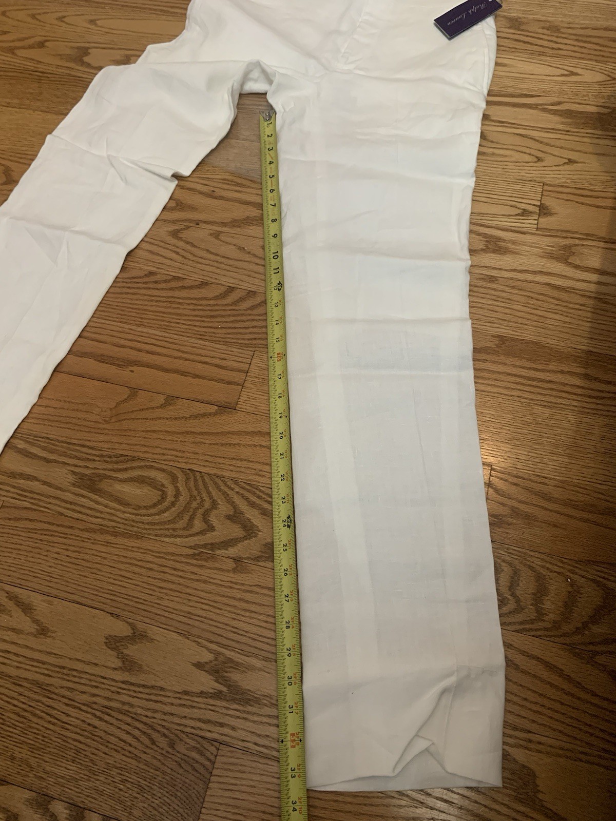 NWT Ralph Lauren PURPLE LABEL LINEN TROUSERS 30×34 SIDE TABS WHITE ITALIAN Pants