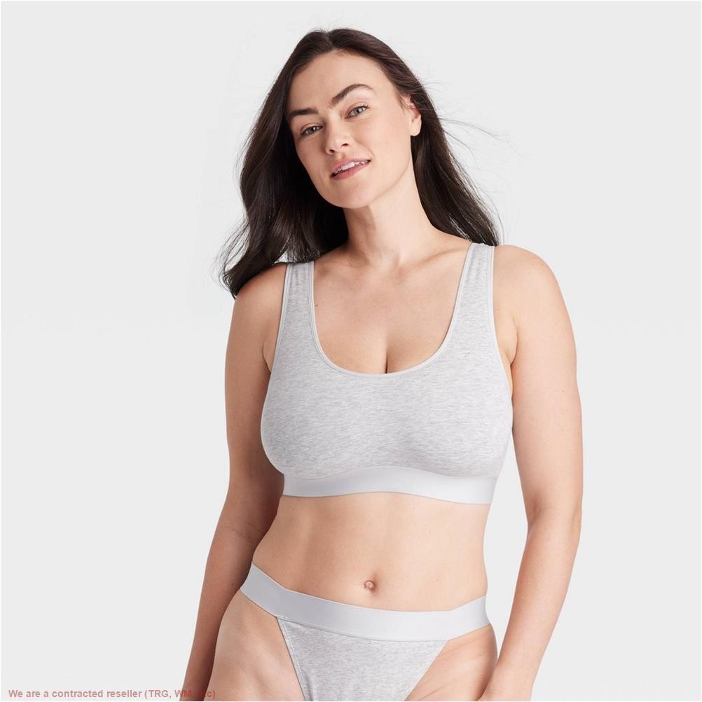 Women’s Cotton Stretch Unlined Scoop Bralette – Auden Gray L *SEE DEAL!!!*