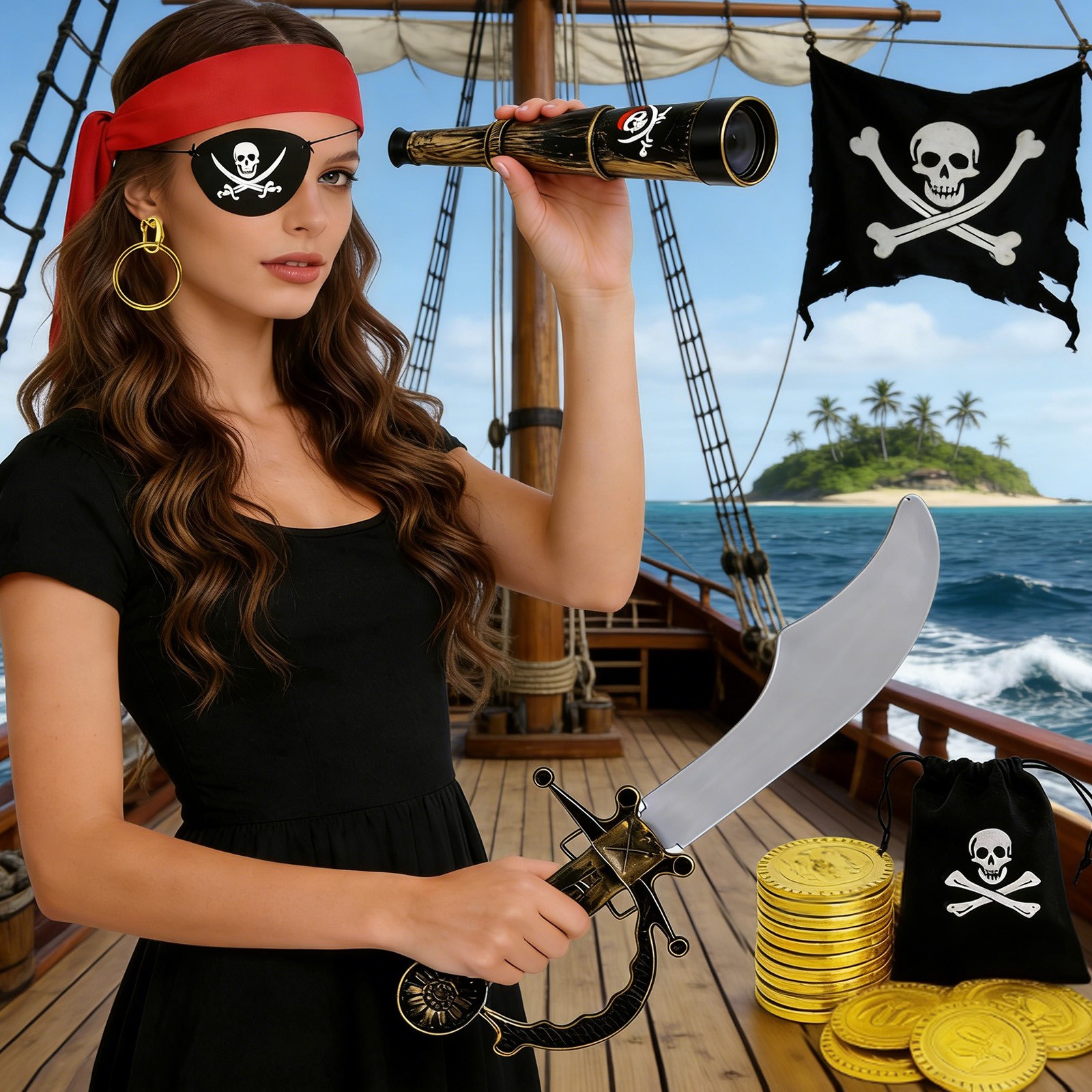 Adults Eye Patches Carnivals Costume Accessories Classic Retro Pirate Costume