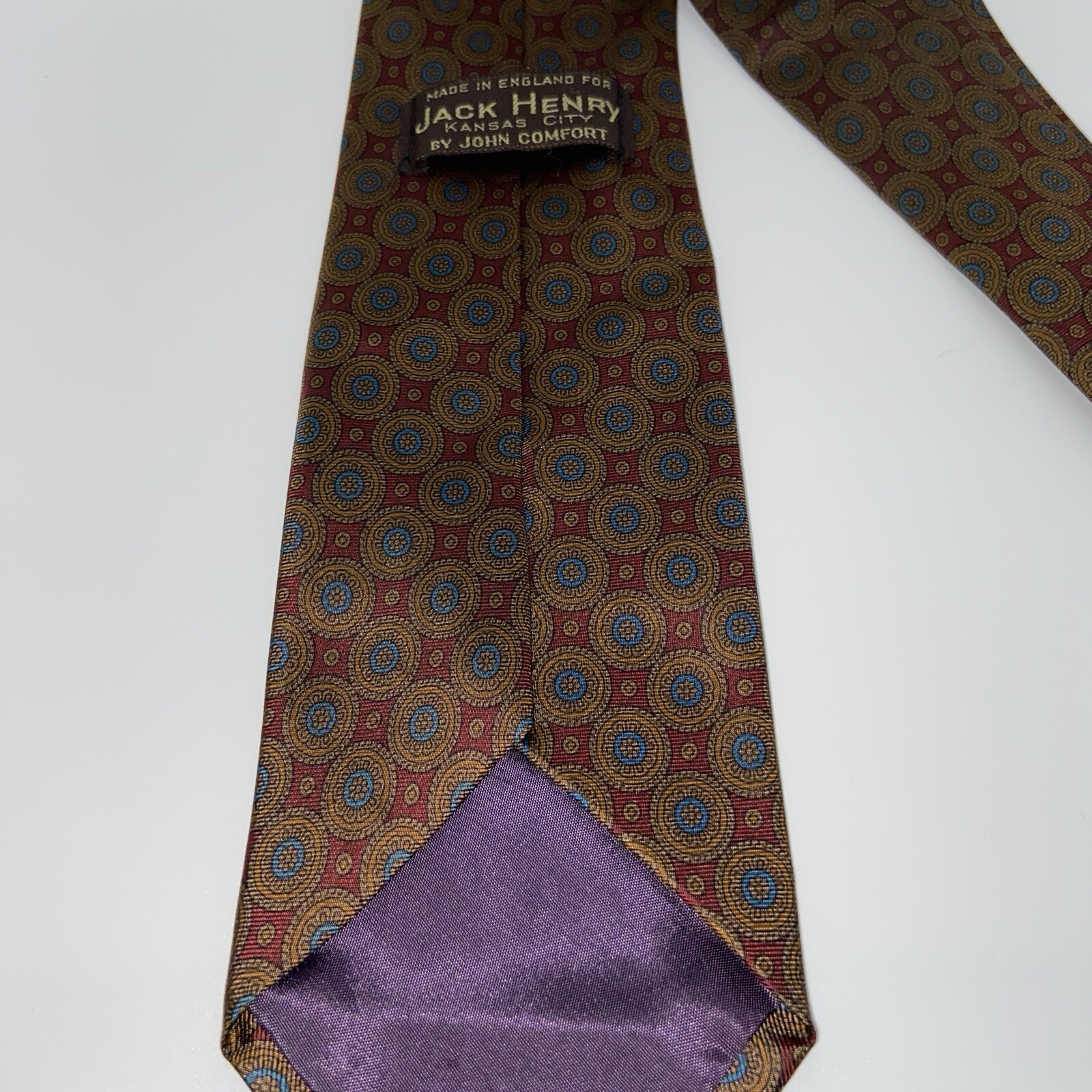 Jack Henry Kansas City By John Comfort Tie All Silk Red Tan Blue Made In England
