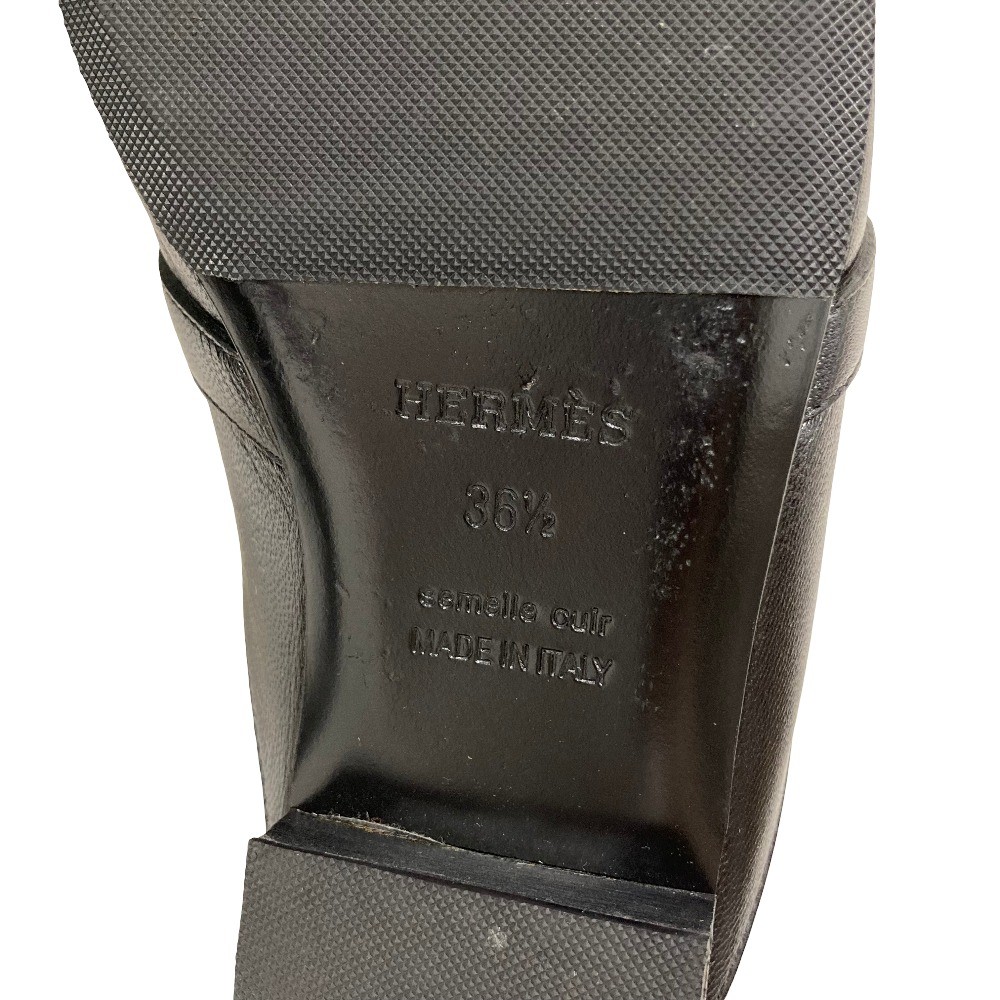 HERMES Oz Kelly Mule Sandals, Size 36 1/2 (Approx. 9.3 inches), Black Women USED