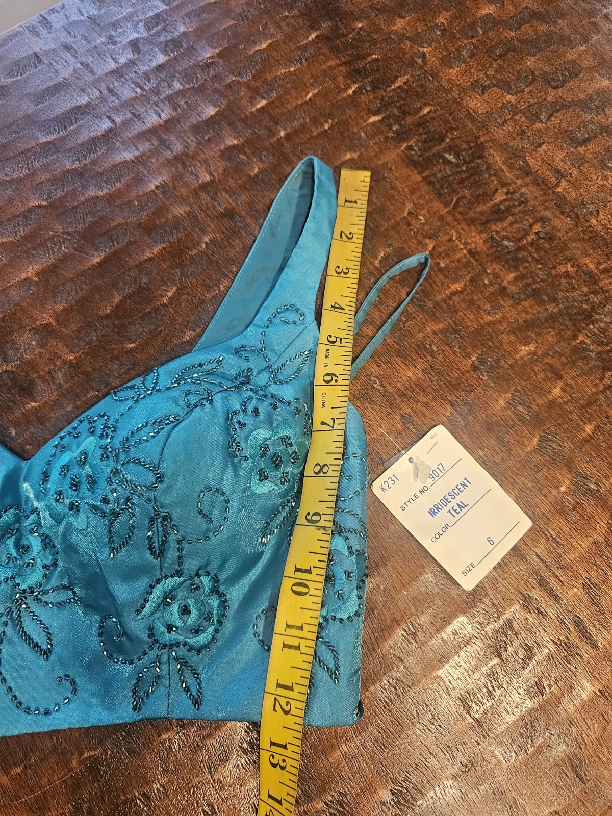 Alyce Design Blue Green Teal Beaded Two Piece Dress 6