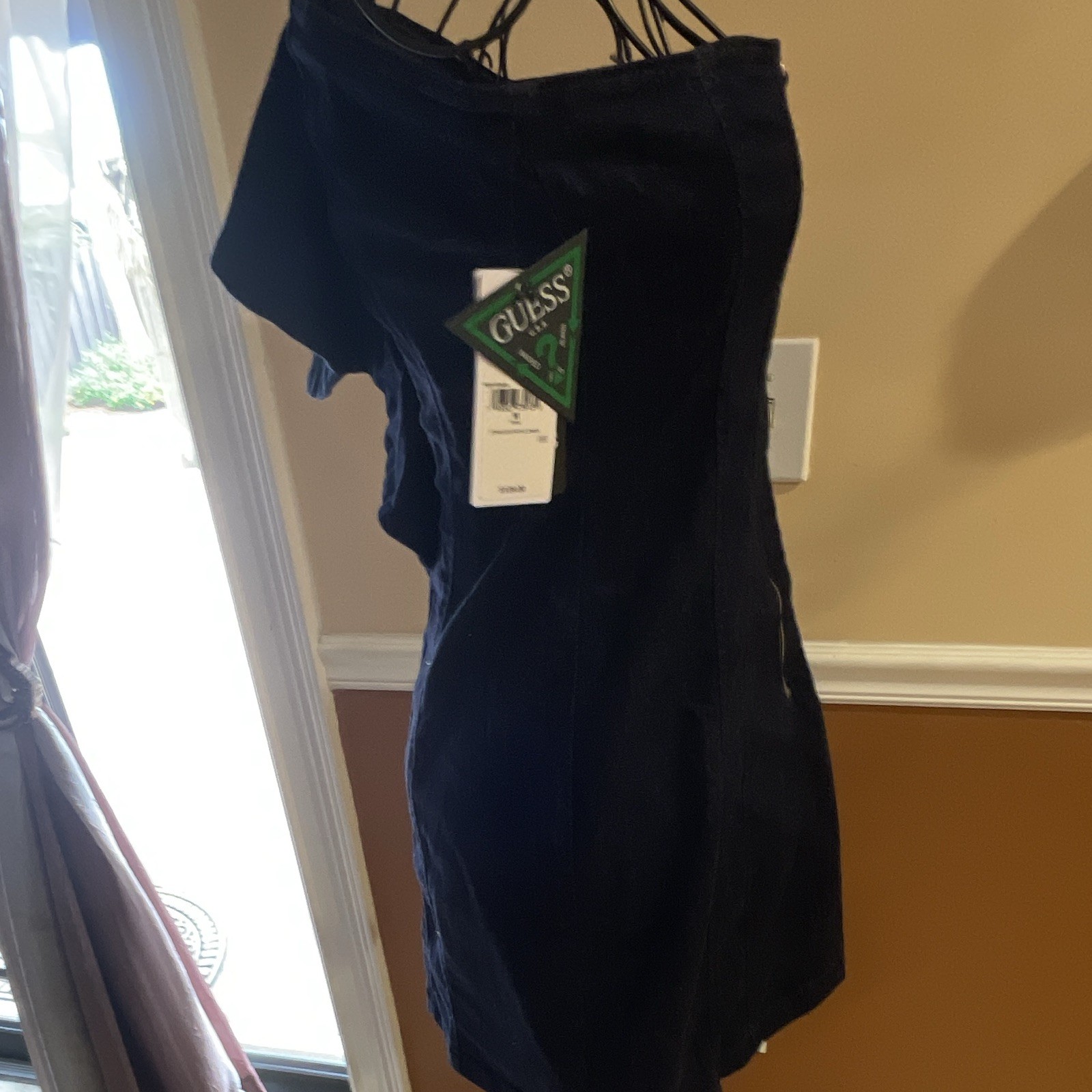 GUESS Blue Denim Full Stretch strapless Bodycon Mini Dress Party/Cocktail S