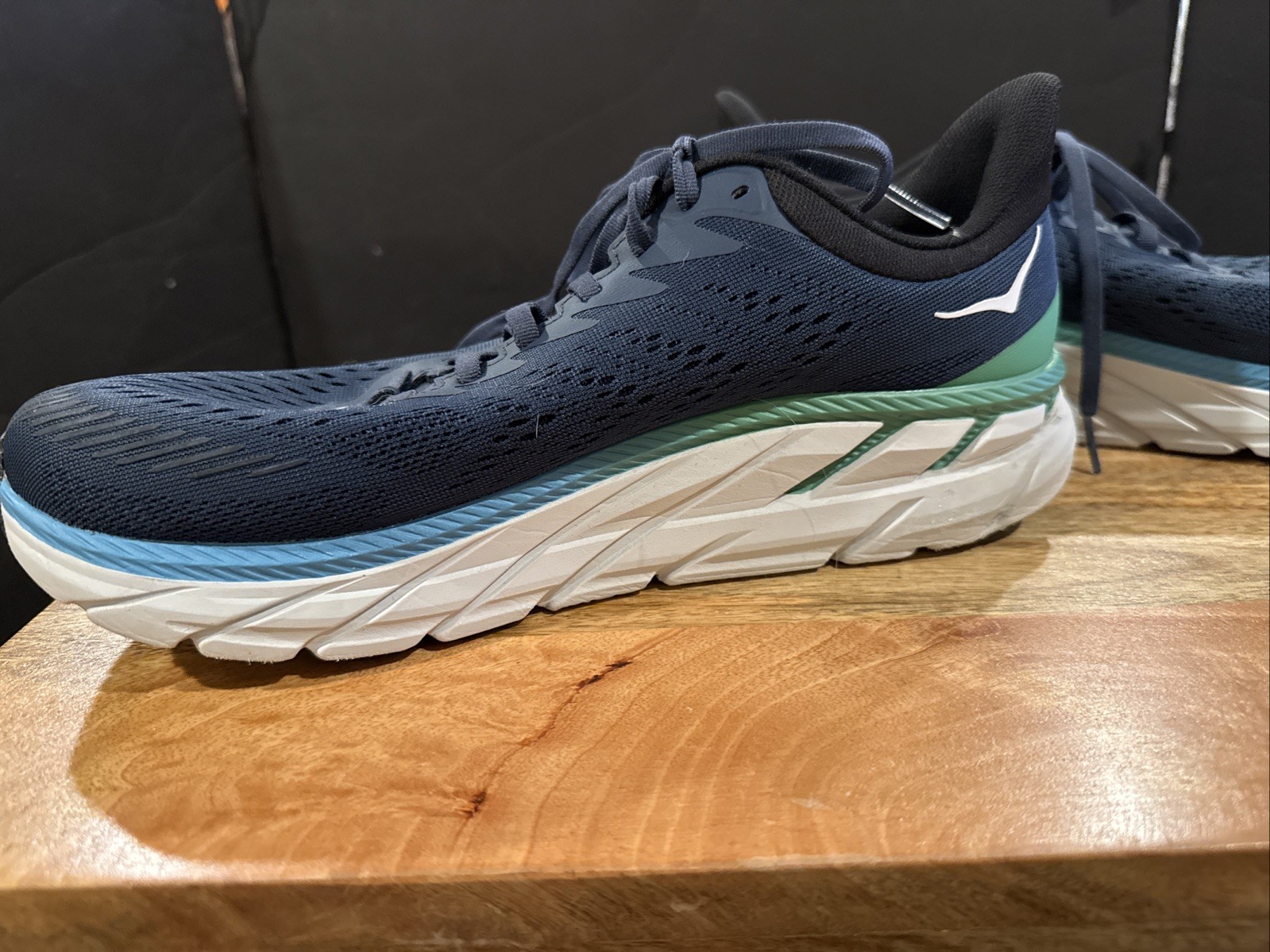 Hoka One One Clifton 7 Men’s Running Shoes Moonlit Ocean/Green Size 10.5 Blue