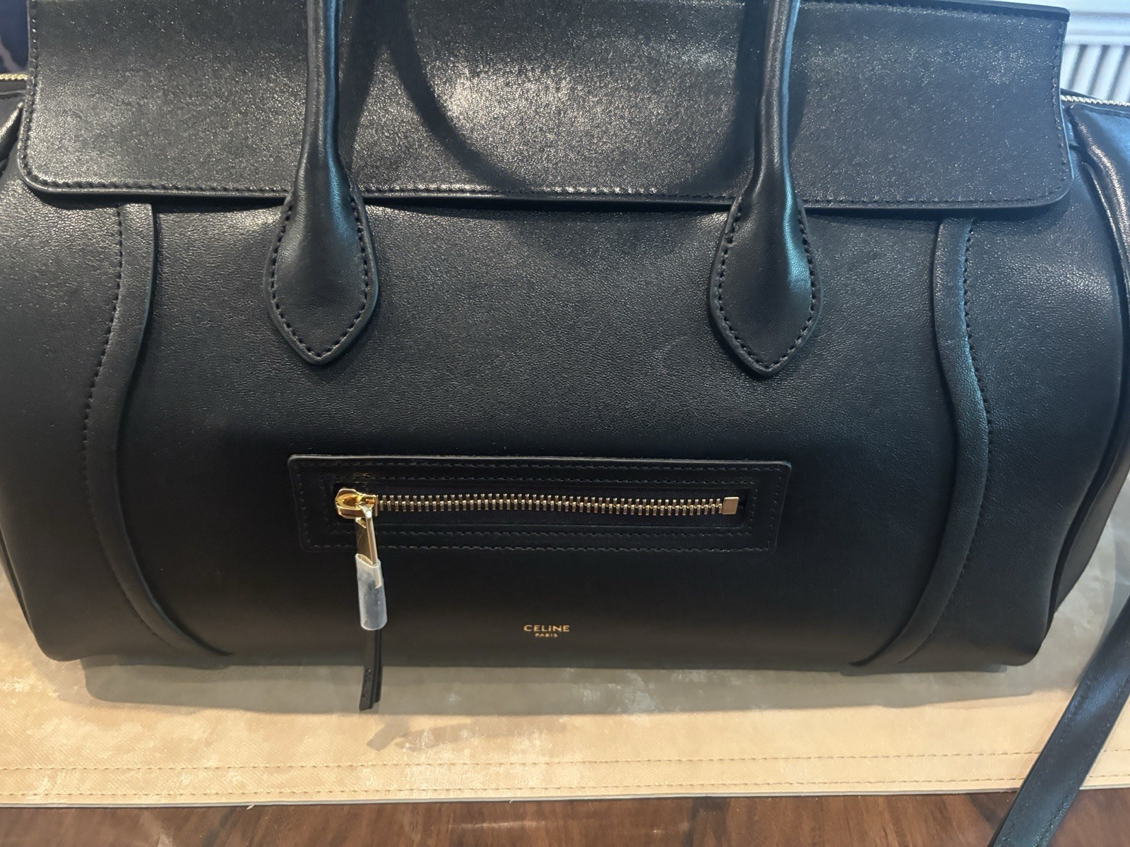 NEW Celine MEDIUM NEW LUGGAGE IN Black shiny Lambskin $4350 Authentic