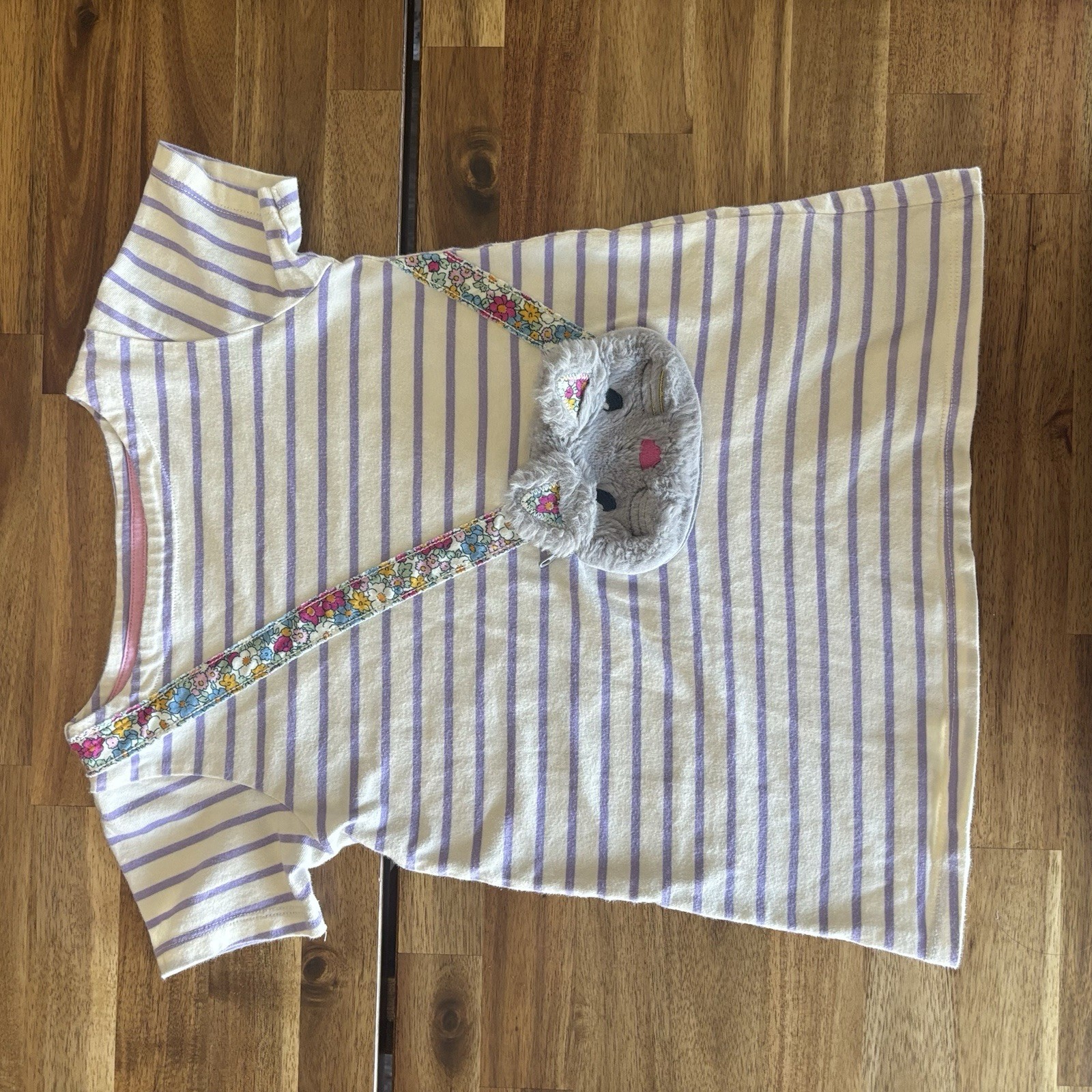 Mini Boden Striped Short Sleeve Cat Purse Tunic Top Size 4-5 Preppy School Play