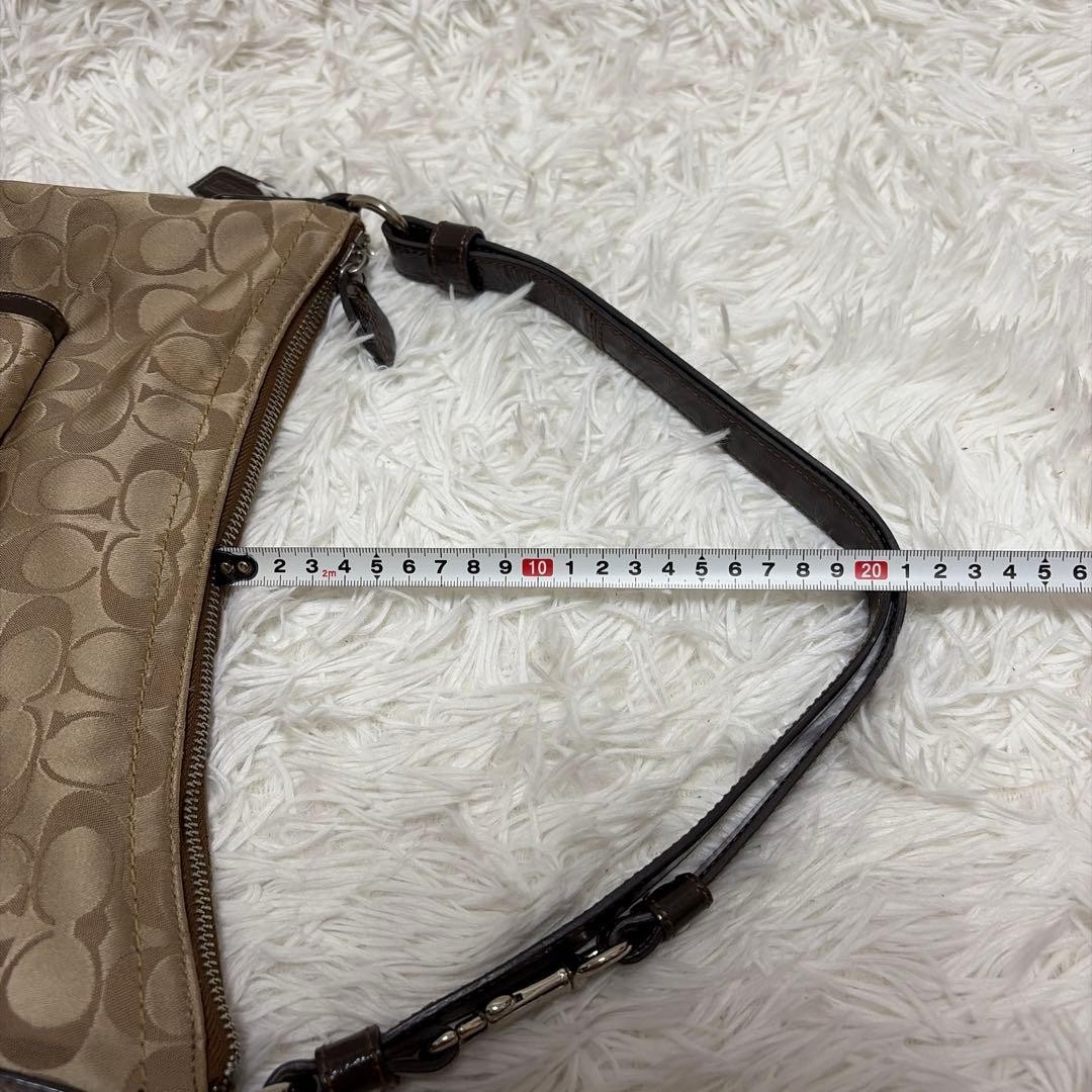 Authentic Coach Signature Hobo Shoulder Bag, Leather, 12.6in, Slightly Dirty