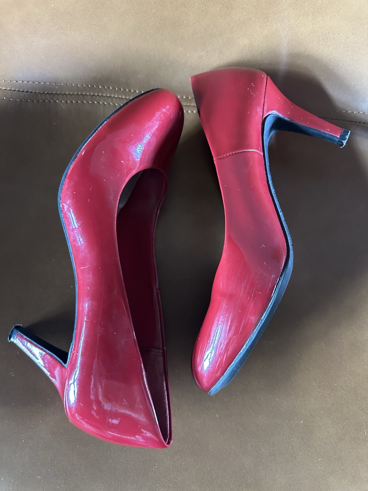 Comfort Plus By Predictions Red Patent Heels Pumps Women’s 8.5 3” Classic
