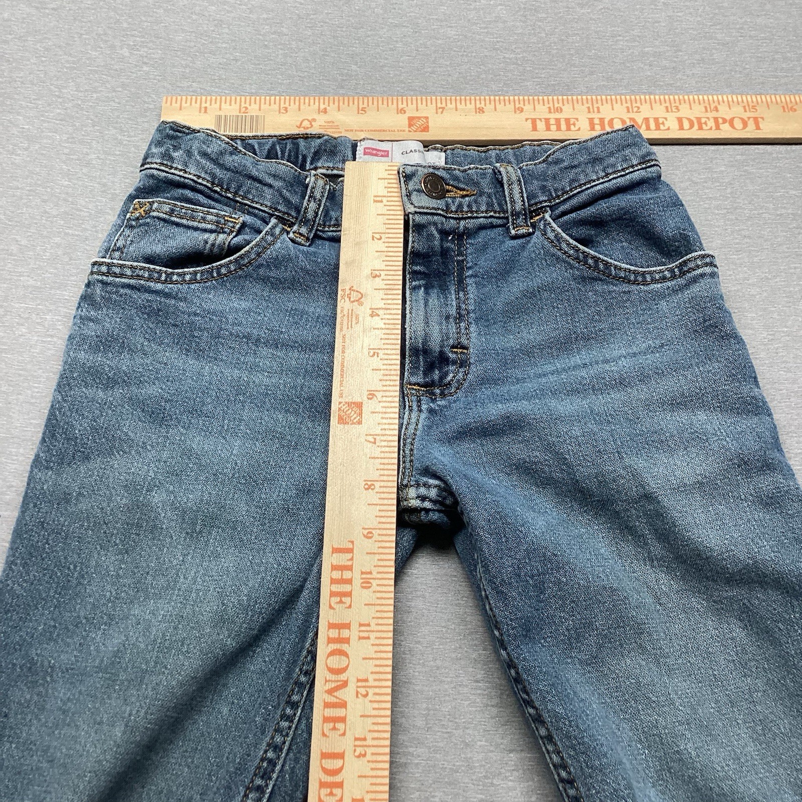 Wrangler Boot Cut Boys Size 12 Slim Denim Blue Jeans Distressed Play School