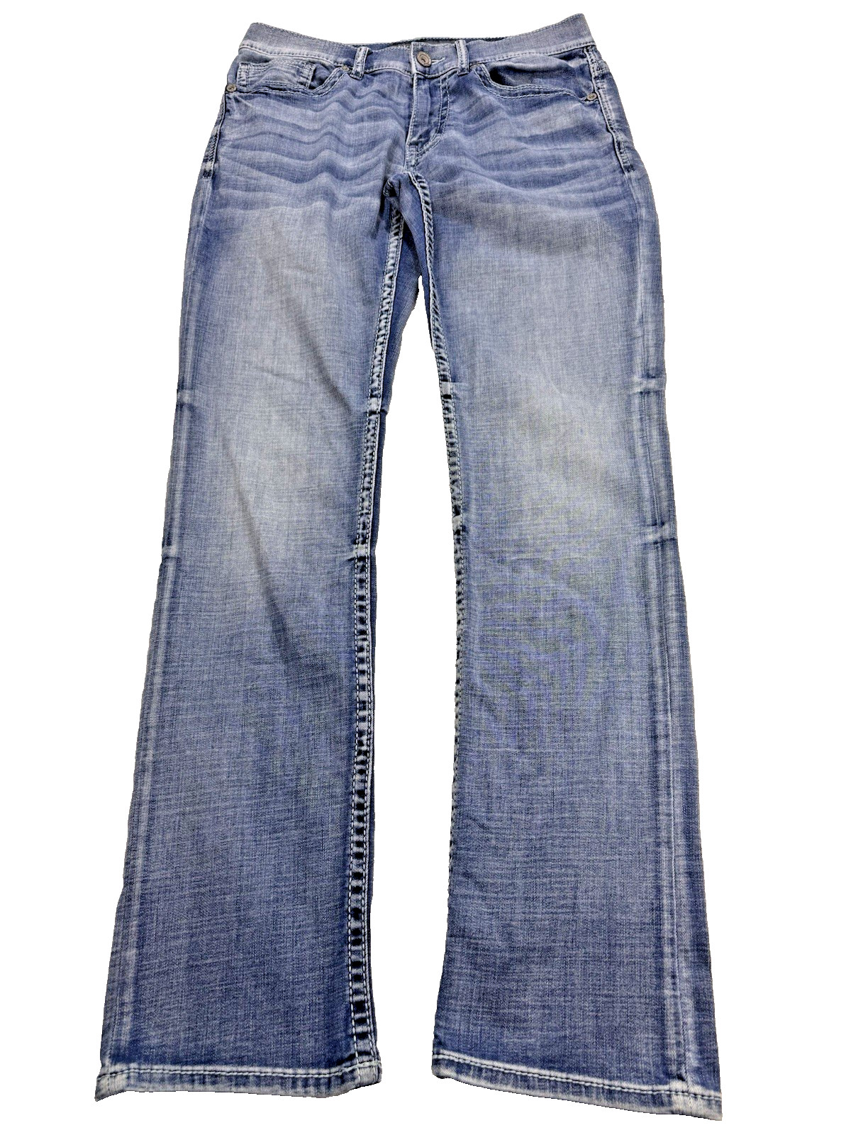 BKE Alec Jeans Men 30X32 Blue Straight Whiskered Stone Wash Denim Y2K Rock