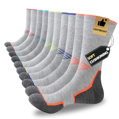 JOYNÉE 5/10 Pairs Mens Lightweight Athletic Crew Large Multicolor 1(5 Pairs)