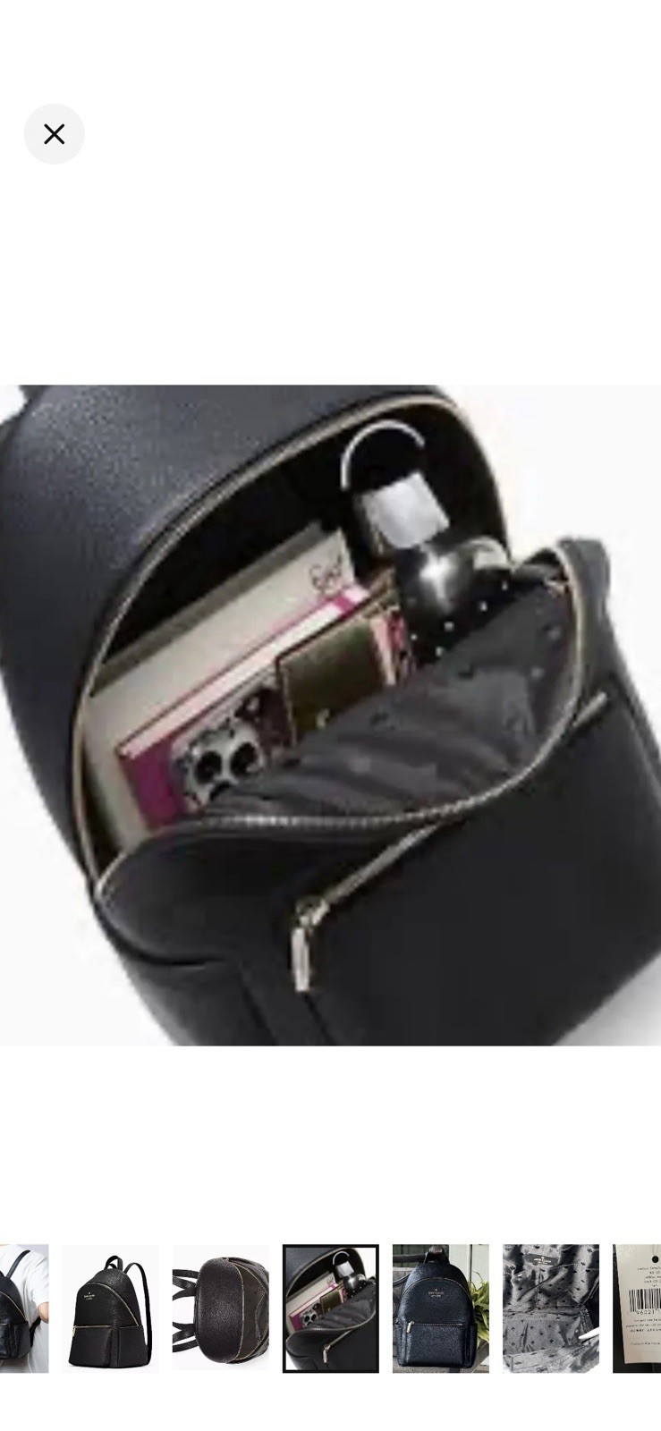Kate Spade New York Medium Dome Backpack Black, Gold Hardware, Zip Pockets