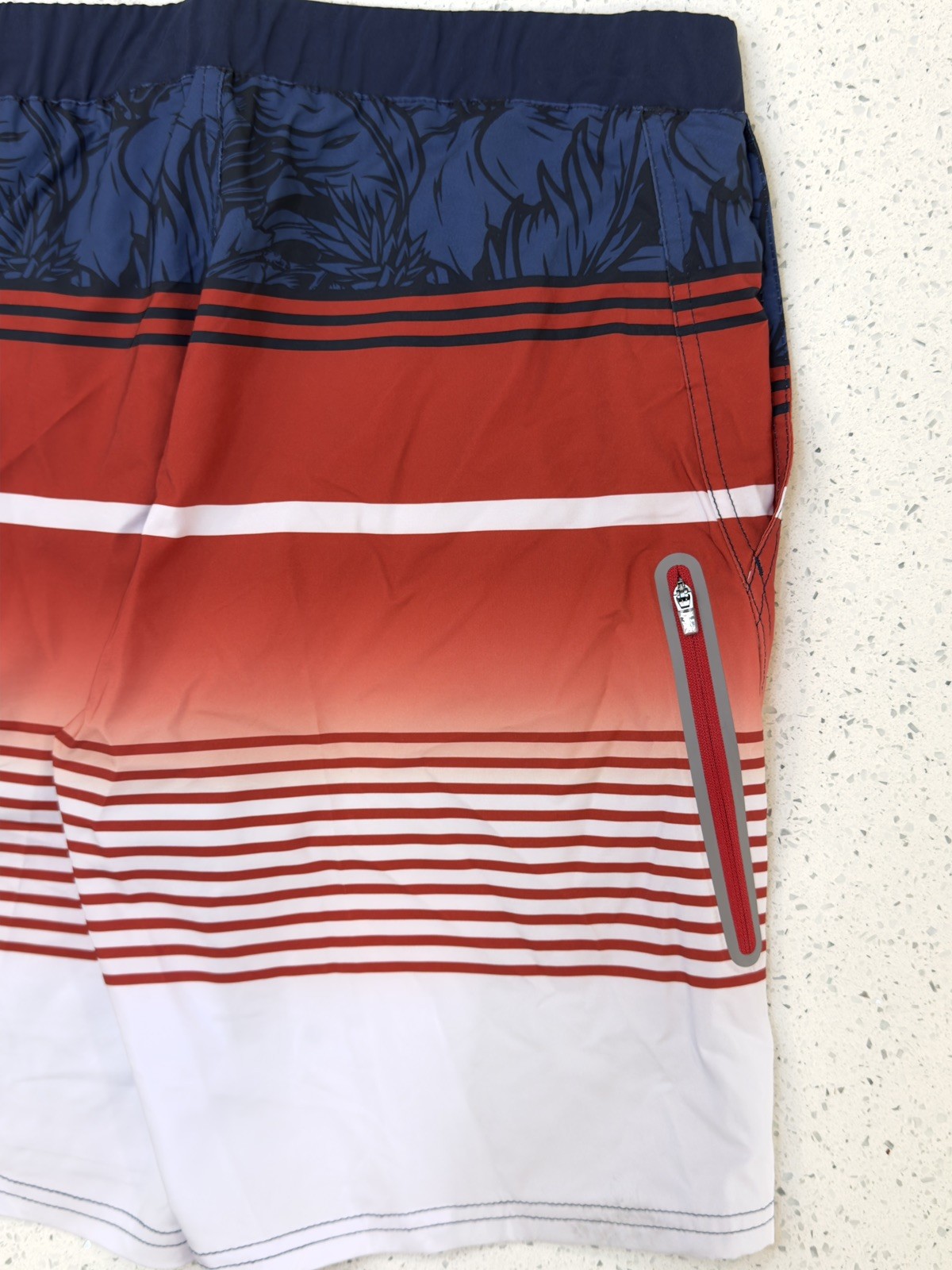 ZeroXposur Swim Trunks Short S Red White Blue UPF 50+ Quick Dry Lined