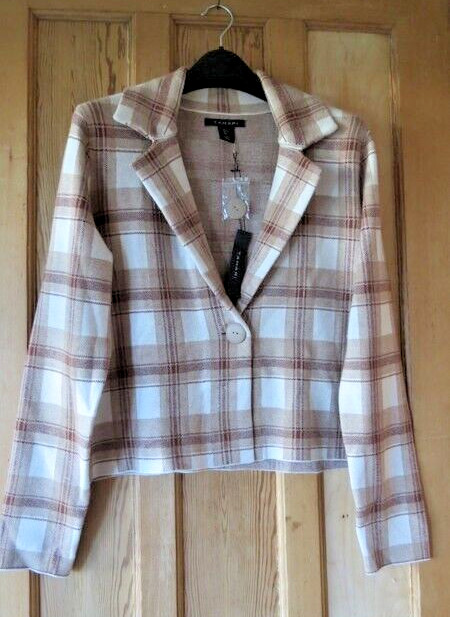 BNWT TAHARI Plaid Knit Jacket / Cardigan Sz Large (UK 14 approx)
