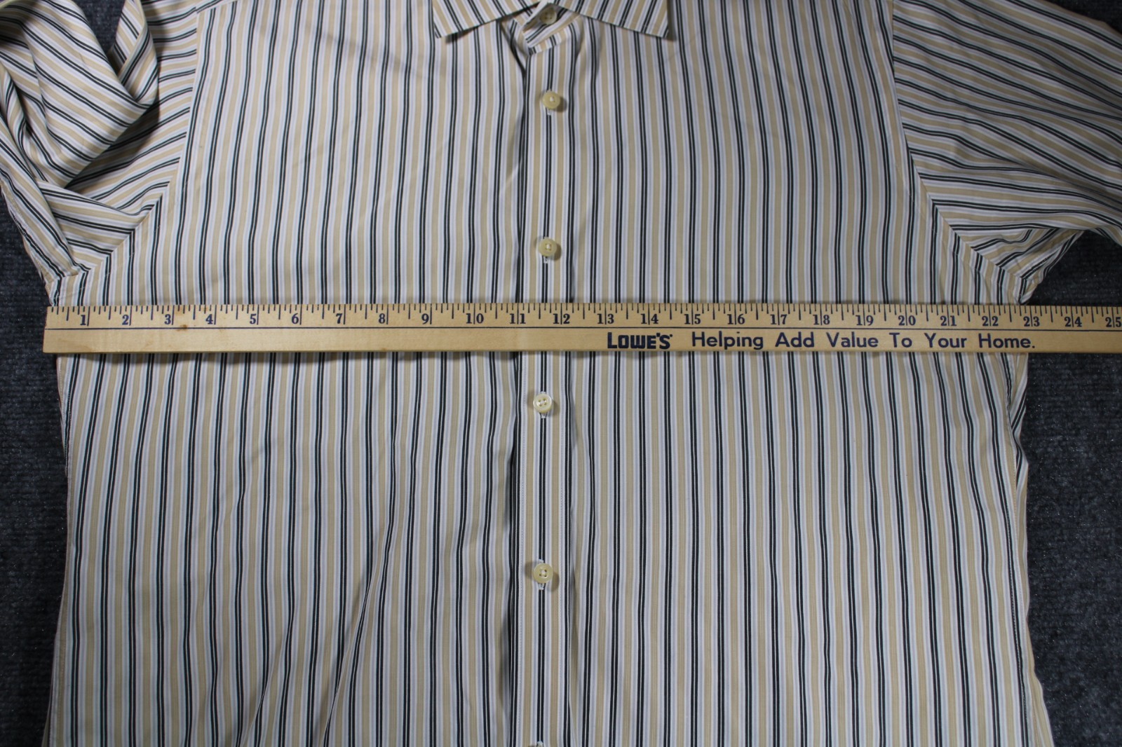 TailorByrd Men’s Medium White Striped 100% Cotton Button Down Shirt Lightweight