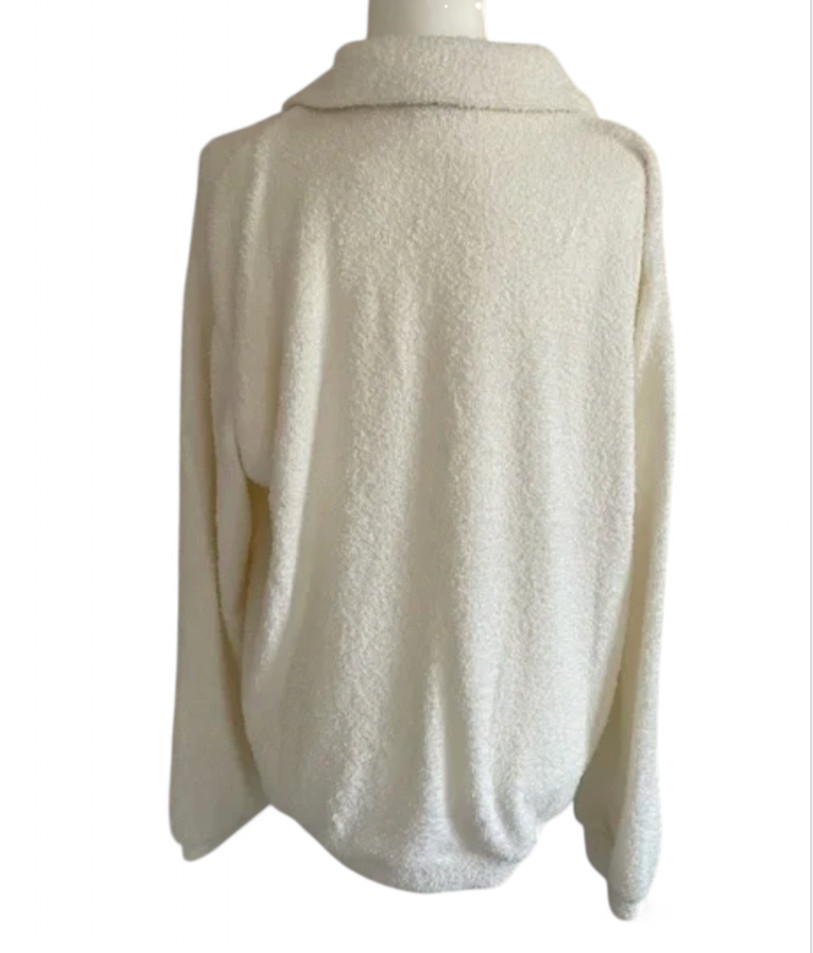 SHOW ME YOUR MUMU Off-White Sherpa Fleece SADIE PULLOVER SWEATER Gold Zipper S