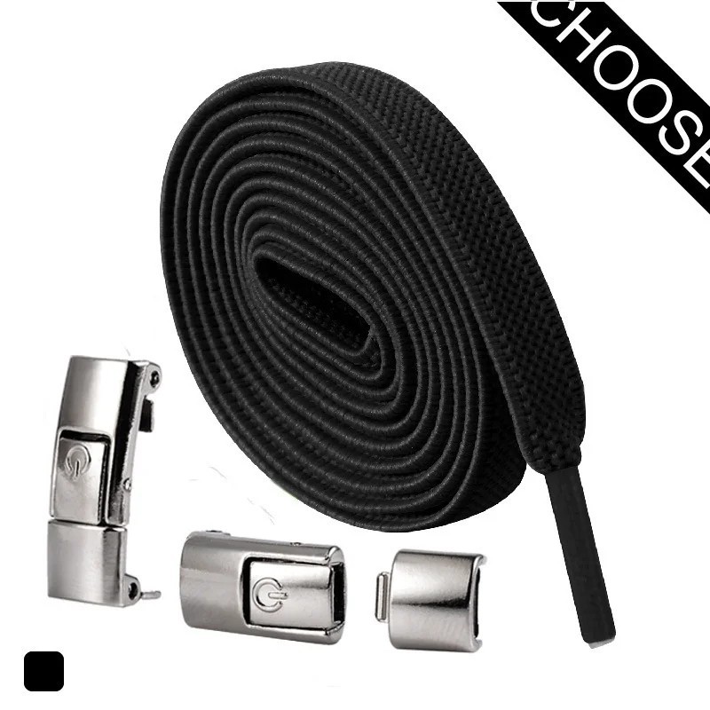 No Tie Elastic Shoe Laces 8MM Flat Press Lock Shoelaces For Kids Adults Sneaker