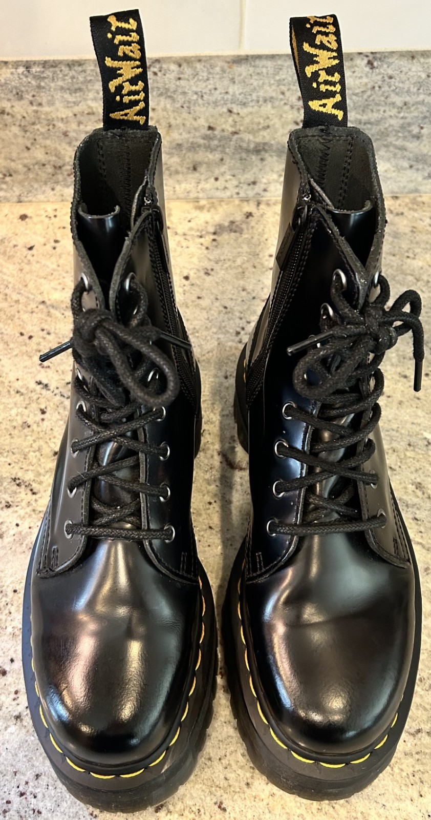 Doc Martens Jadon Air Wair 2″ Platform Black Zip Combat Boots EU Sz 39-M-7 / W-8