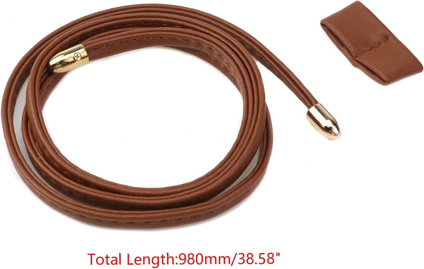 PU Leather Drawstring Brown 38.6″ | Pull String Purse Strap Drawstring Pull Stri