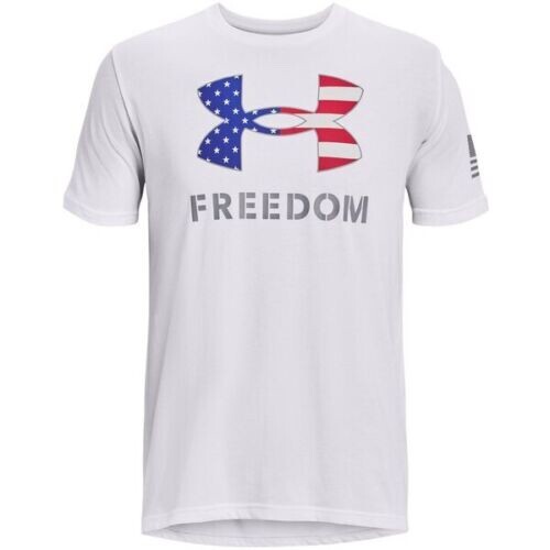 1370811 SZ 2XL XXL UA Freedom Logo T-Shirt GRAY UA FLAG COLORS LOGO STAR STRIPES