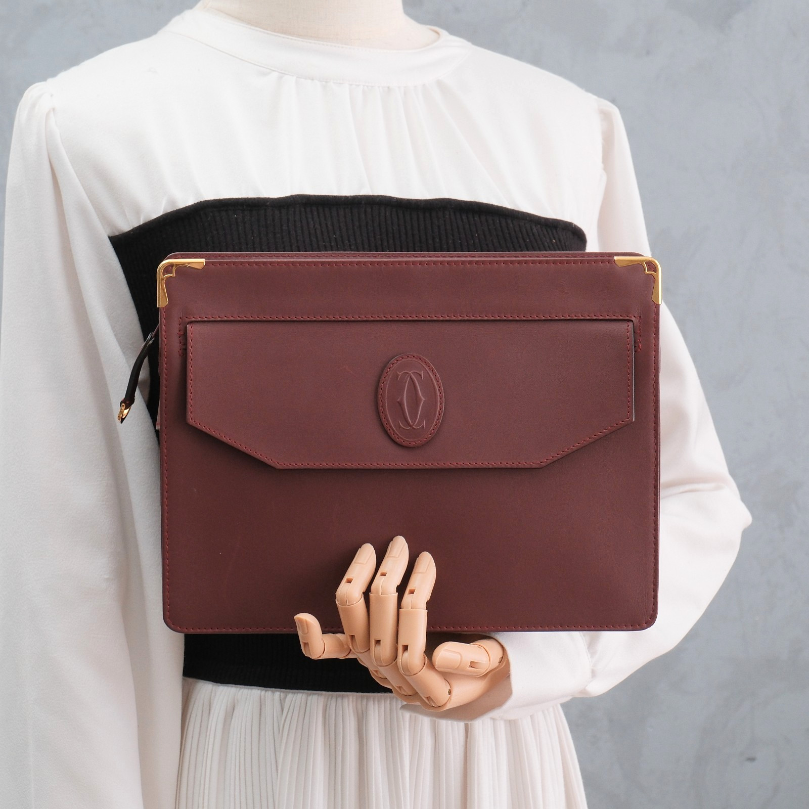 Cartier Clutch Bag Hand bag Must de Cartier Leather